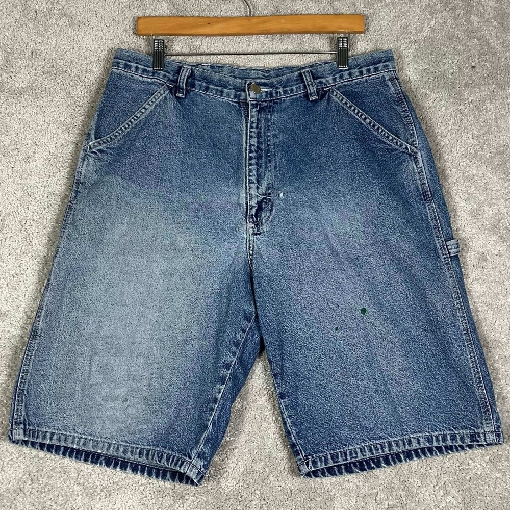 Wrangler Hero Carpenter Shorts Mens 34 Blue Denim Industrial Wear Workwear